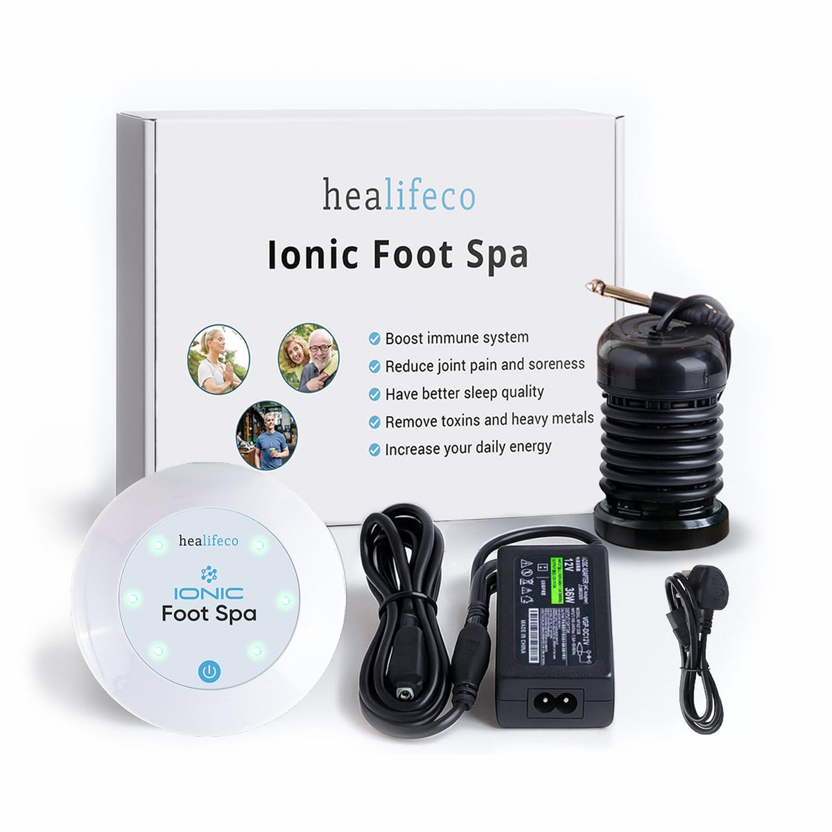 Healifeco Ionic Foot Spa Detox Machine front view with control unit