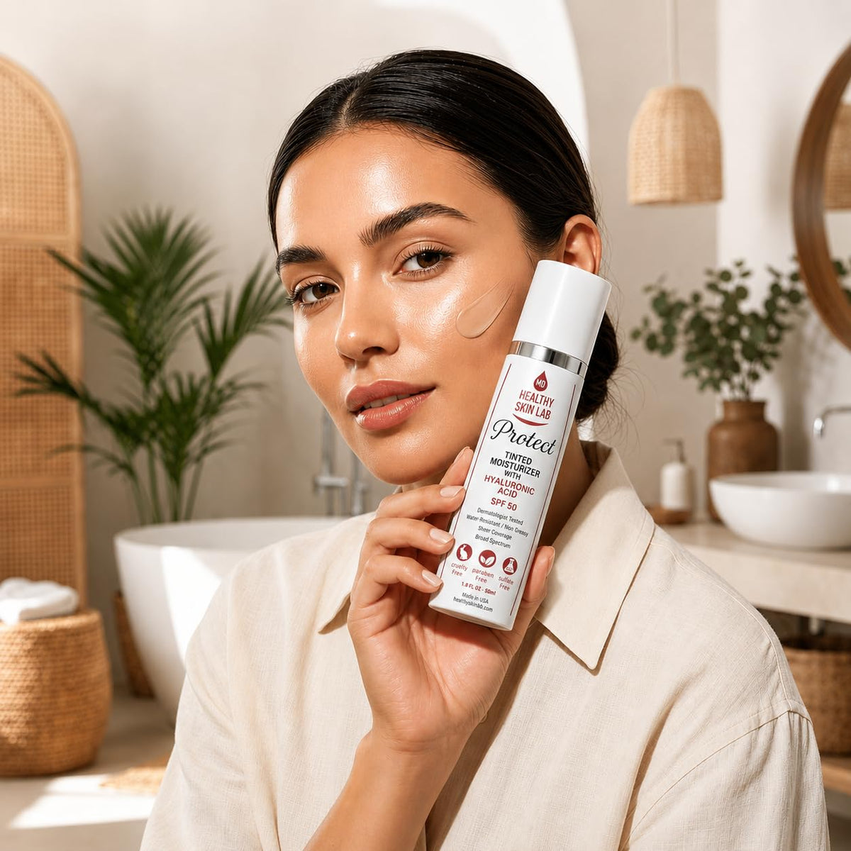 Healthy Skin Lab Protect Tinted Moisturizer SPF 50 application