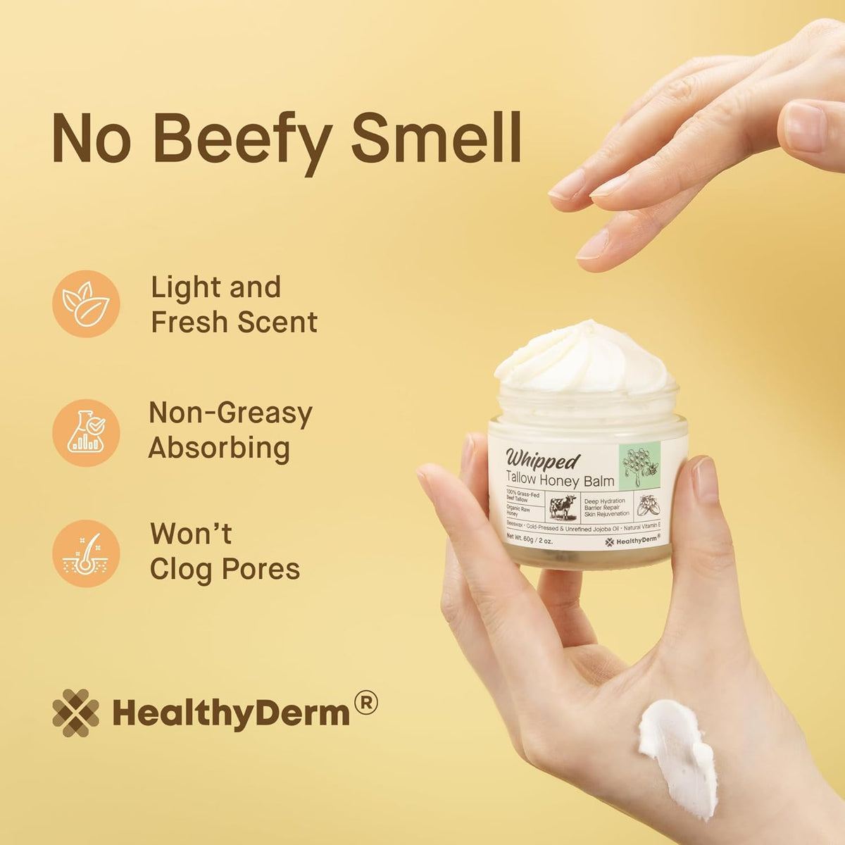 HealthyDerm Beef Tallow Honey Balm 4oz side view