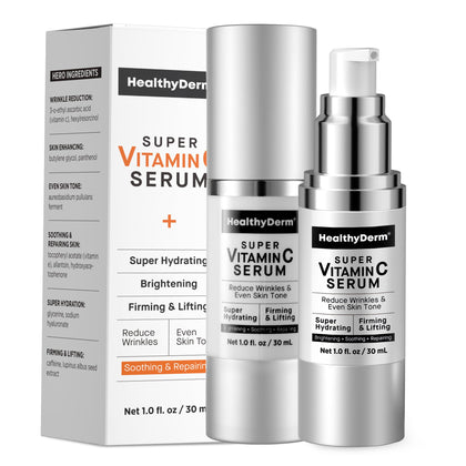 HealthyDerm Super Vitamin C Serum front view with packaging