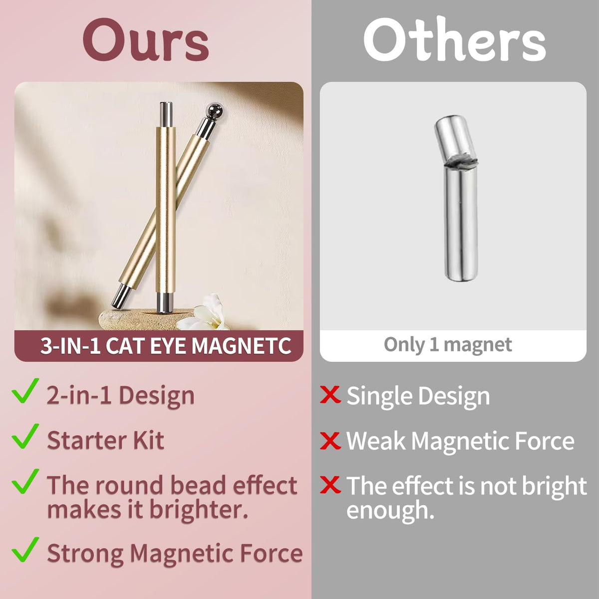 Heart-shaped nail magnet from uadbau Cat Eye Magnet Set