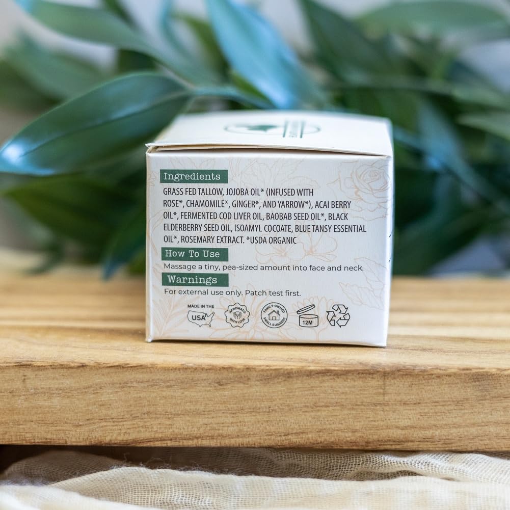 Hearth and Homestead Wild Bloom Tallow Face Balm with natural background