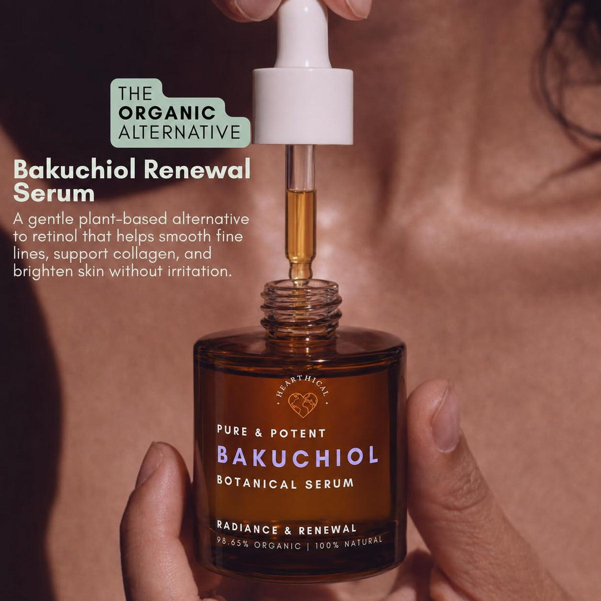 Hearthical Organic Bakuchiol Serum texture on skin