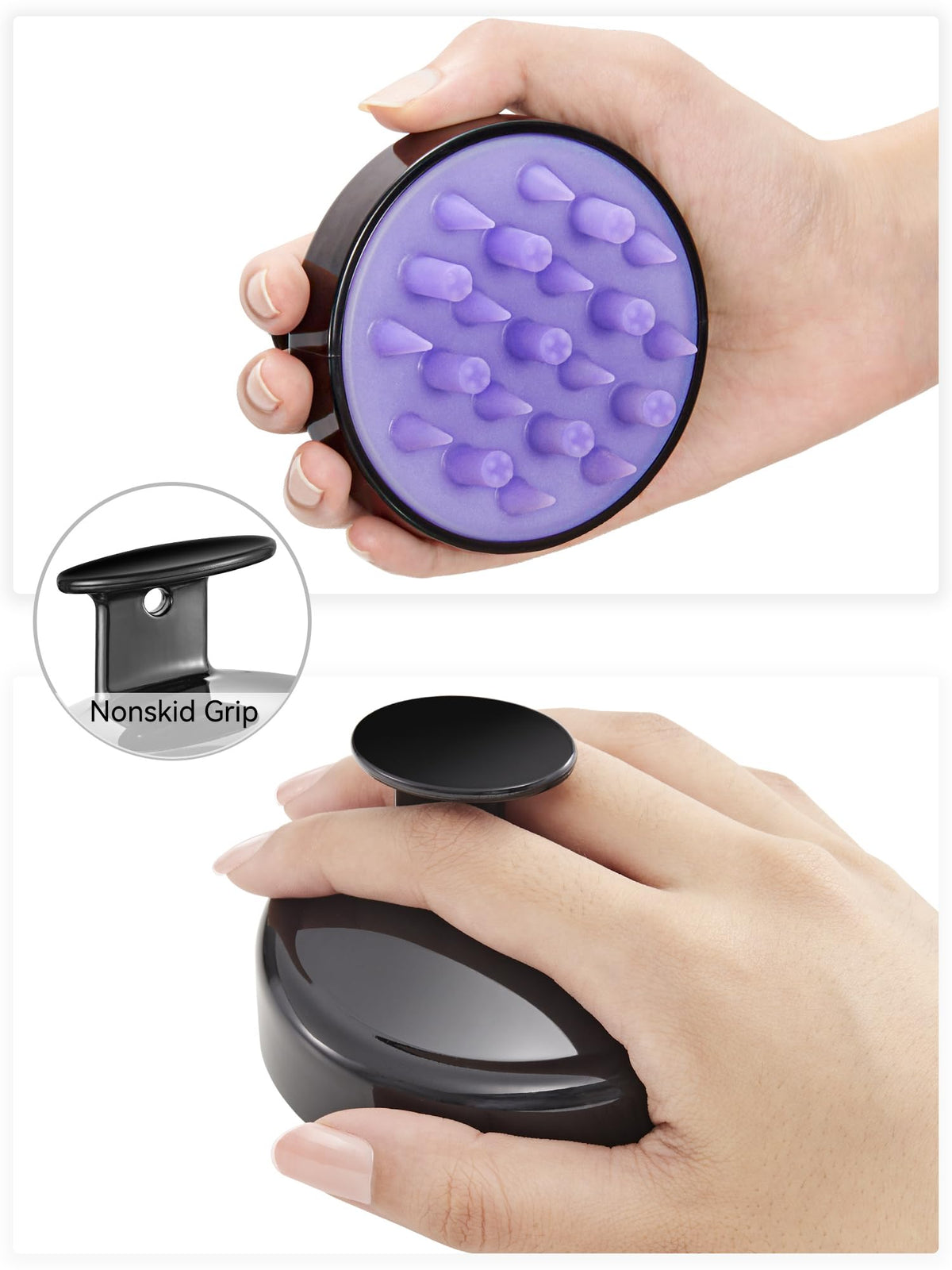 HEETA Hair Scalp Massager Brush ergonomic design in hand