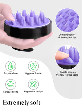 HEETA Hair Scalp Massager Brush showing soft silicone bristles