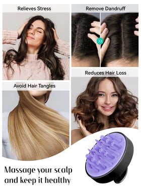 HEETA Hair Scalp Massager Brush side view with textured grip