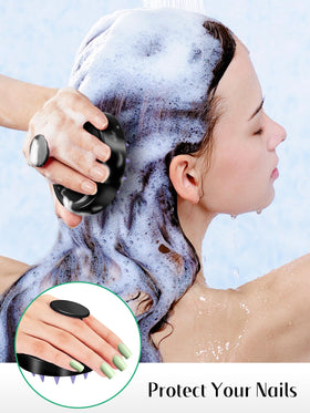 HEETA Scalp Massager in shower setting with shampoo