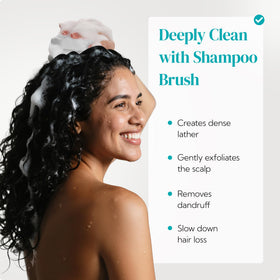 HEETA Scalp Massager Scrubber Brush in use during a shower