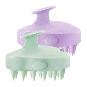 HEETA scalp massager shampoo brush front view with soft silicone bristles