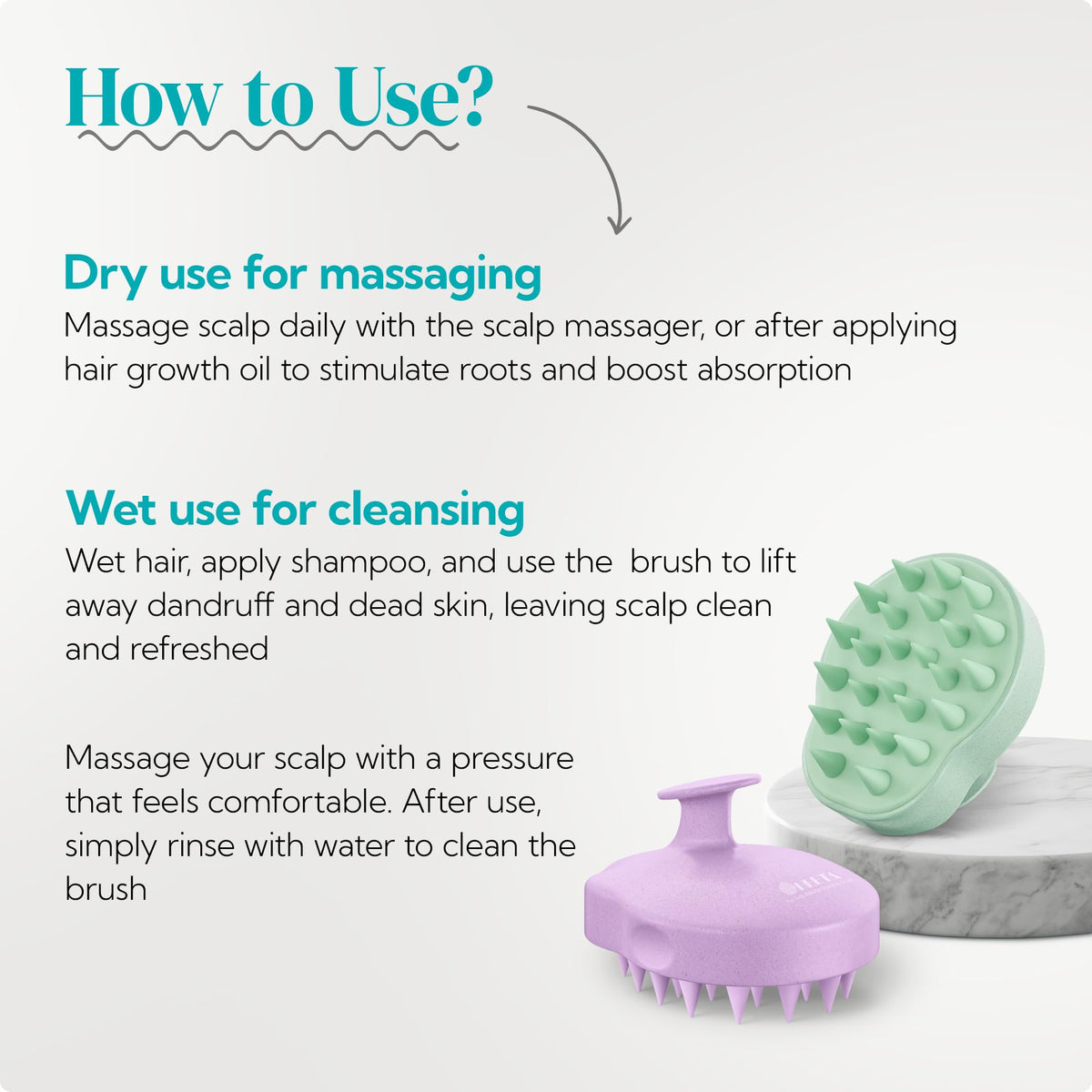 HEETA scalp massager shampoo brush with packaging