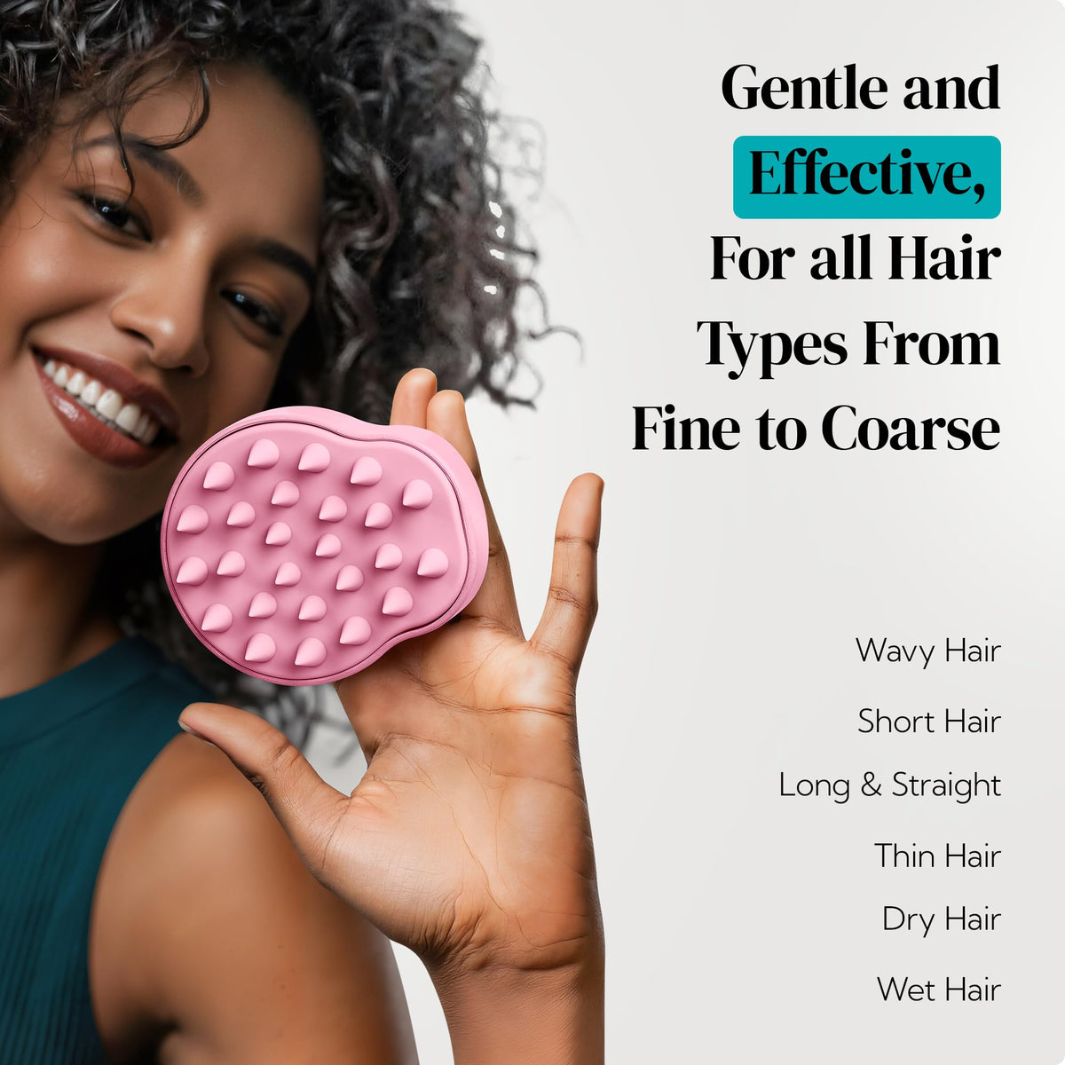 HEETA Scalp Massager Shampoo Brush with shampoo bottle