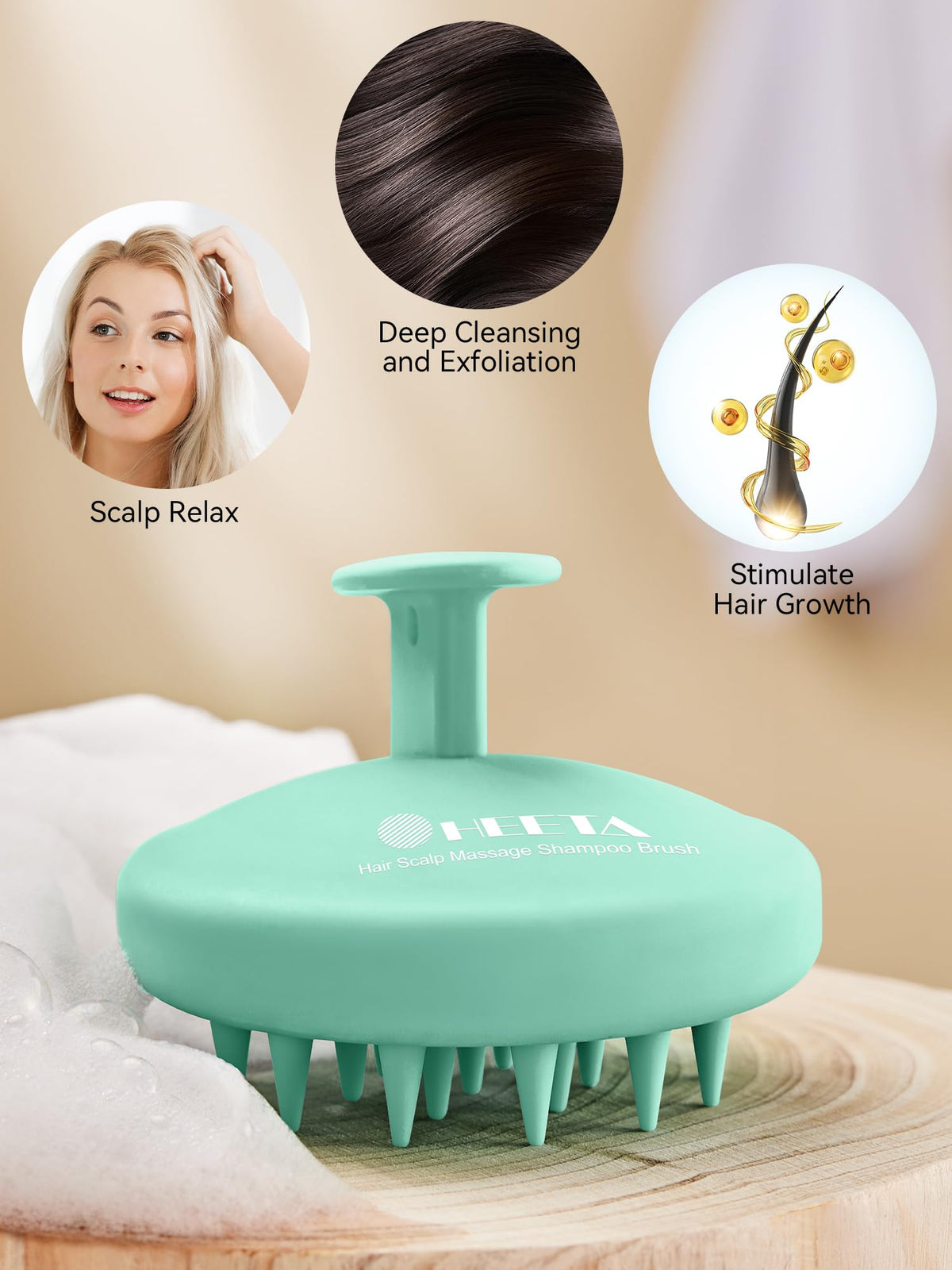 HEETA Silicone Scalp Massager close-up of bristles