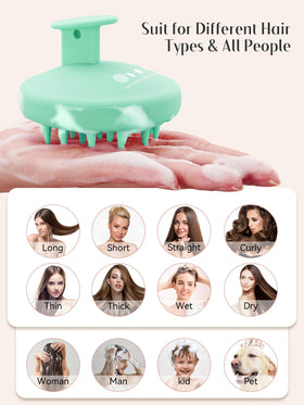 HEETA Silicone Scalp Massager in various hair types