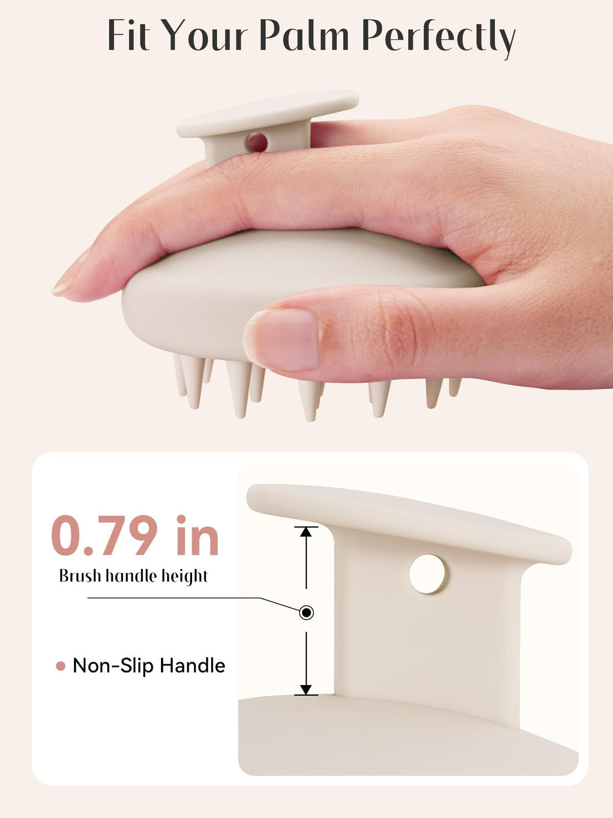 HEETA Silicone Scalp Massager showing ergonomic design
