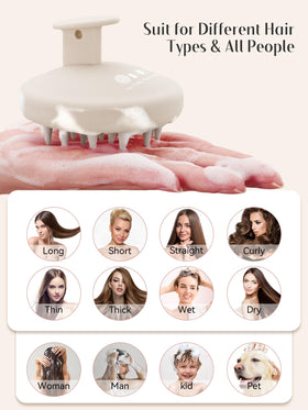 HEETA Silicone Scalp Massager with shampoo bottle