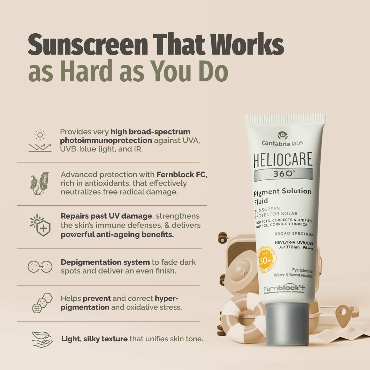Heliocare 360 Pigment Solution Fluid SPF50 50ml packaging