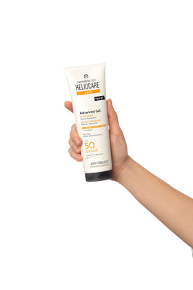 Heliocare SPF 50 Gel 200 ml back view showing ingredients