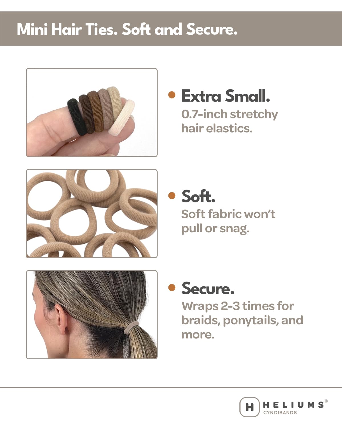 Heliums Extra Small Hair Ties close-up of individual hair ties
