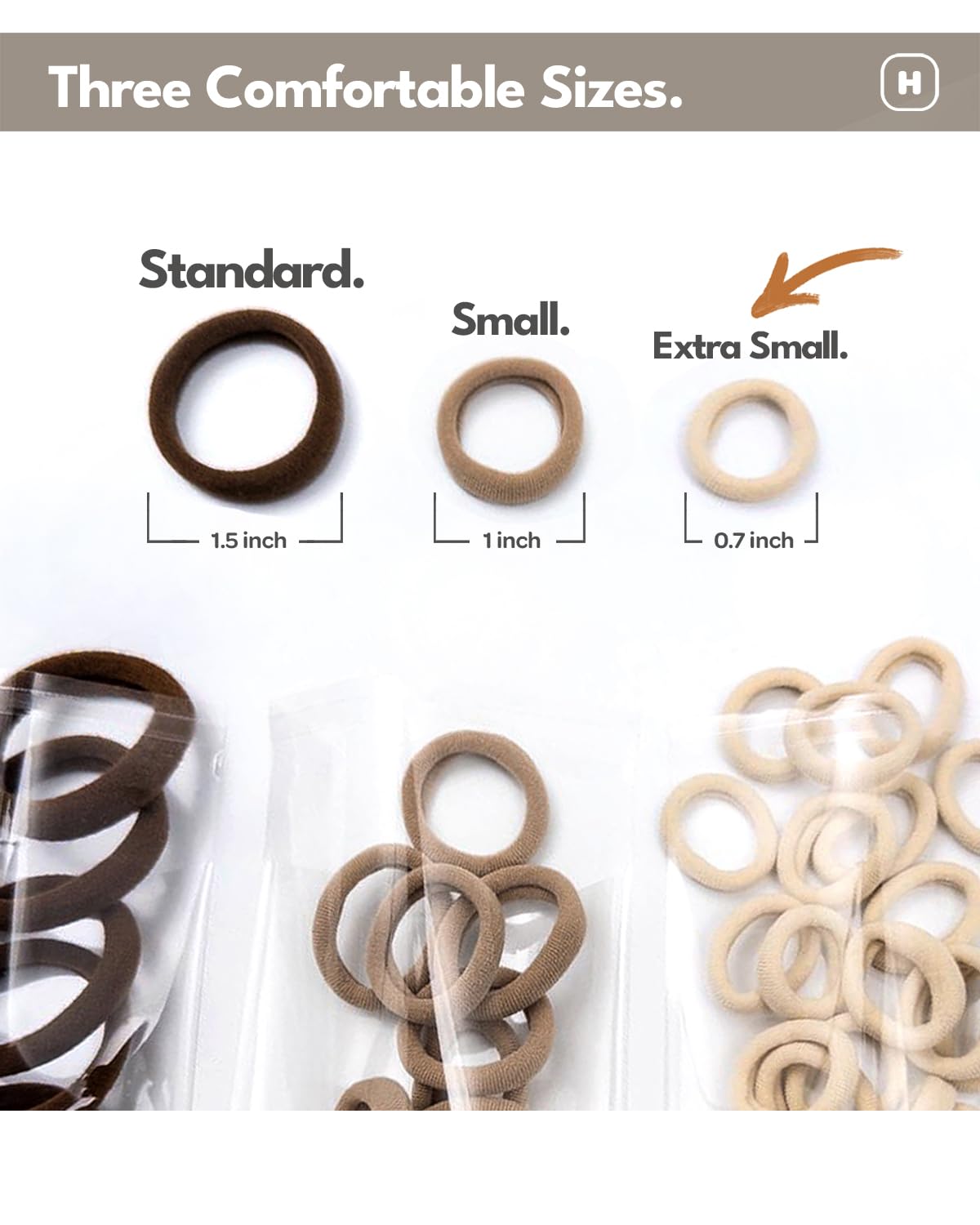 Heliums Extra Small Hair Ties displayed on a table
