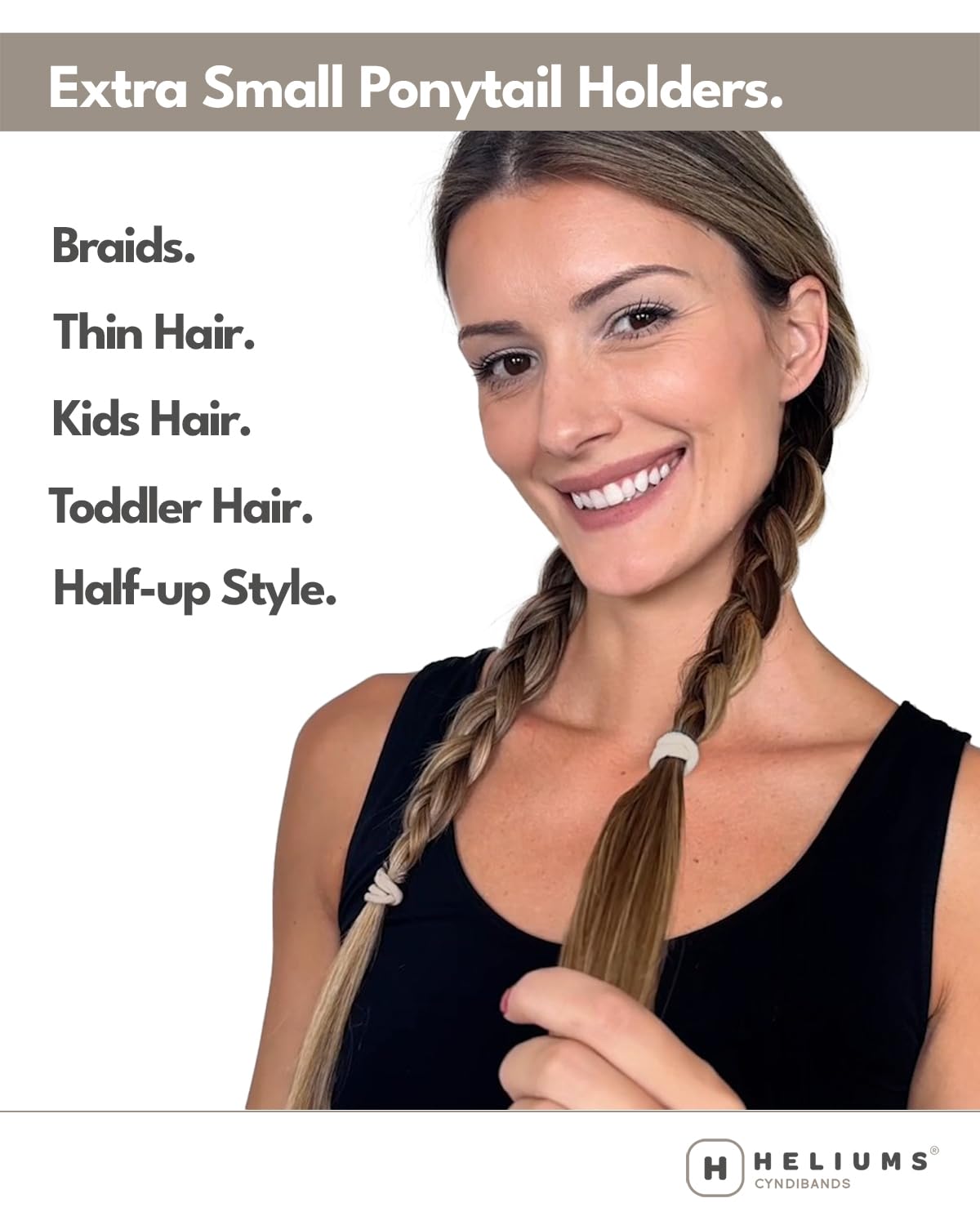 Heliums Extra Small Hair Ties packaging with 40 count