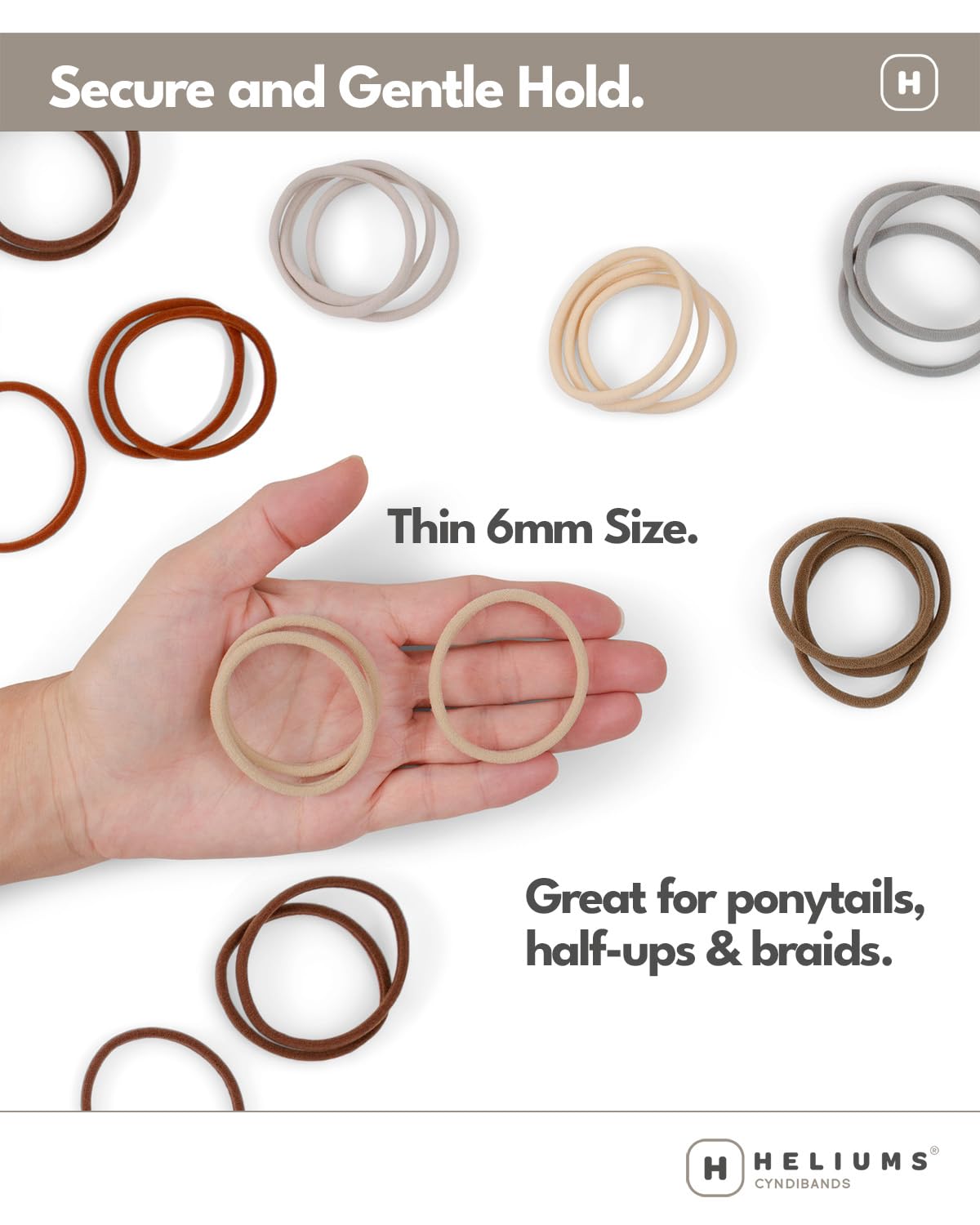 Heliums Hair Ties Dark Ginger displayed with other hair ties