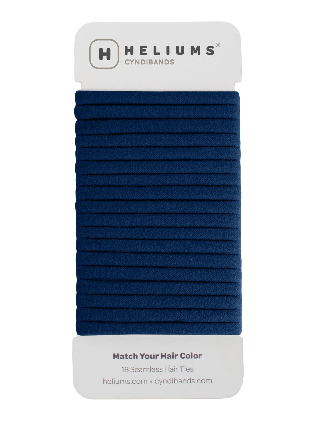Heliums navy blue hair ties front view showing 18 pack
