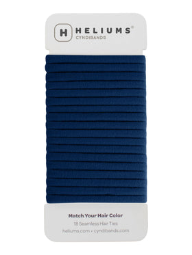 Heliums navy blue hair ties front view showing 18 pack