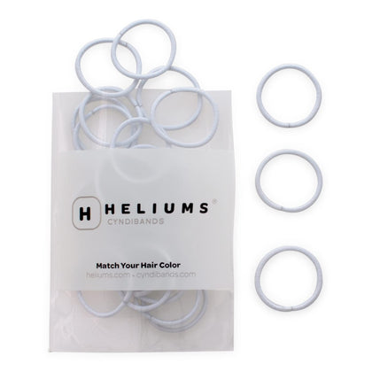 Heliums Small Hair Ties pack front view with 48 white elastics