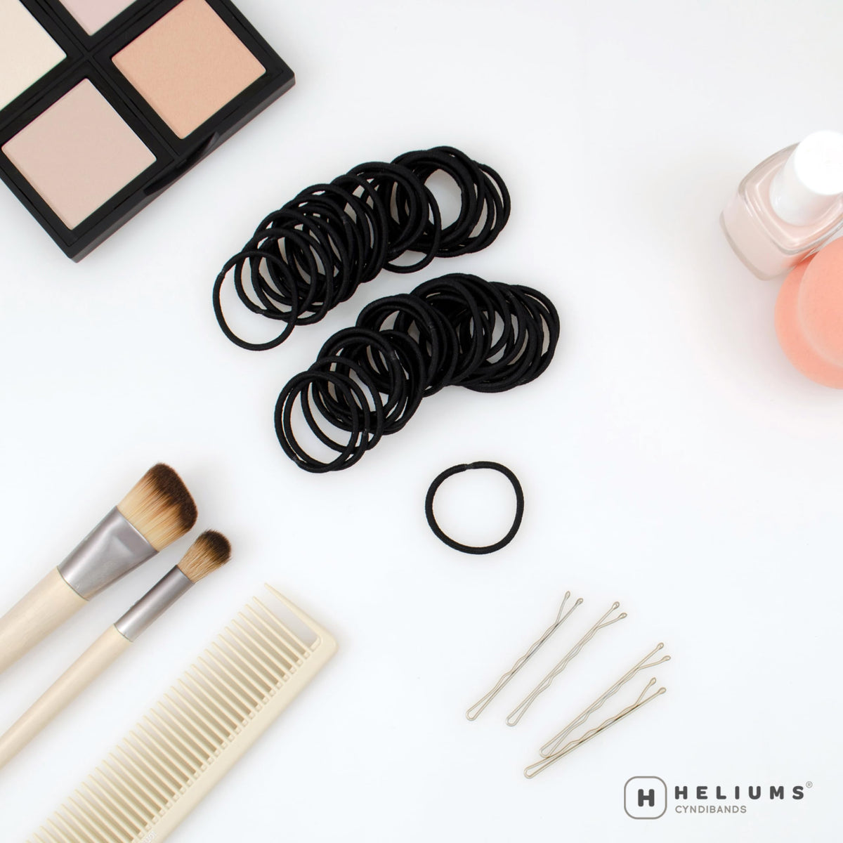 Heliums Small Hair Ties packaging showing 48 black elastics