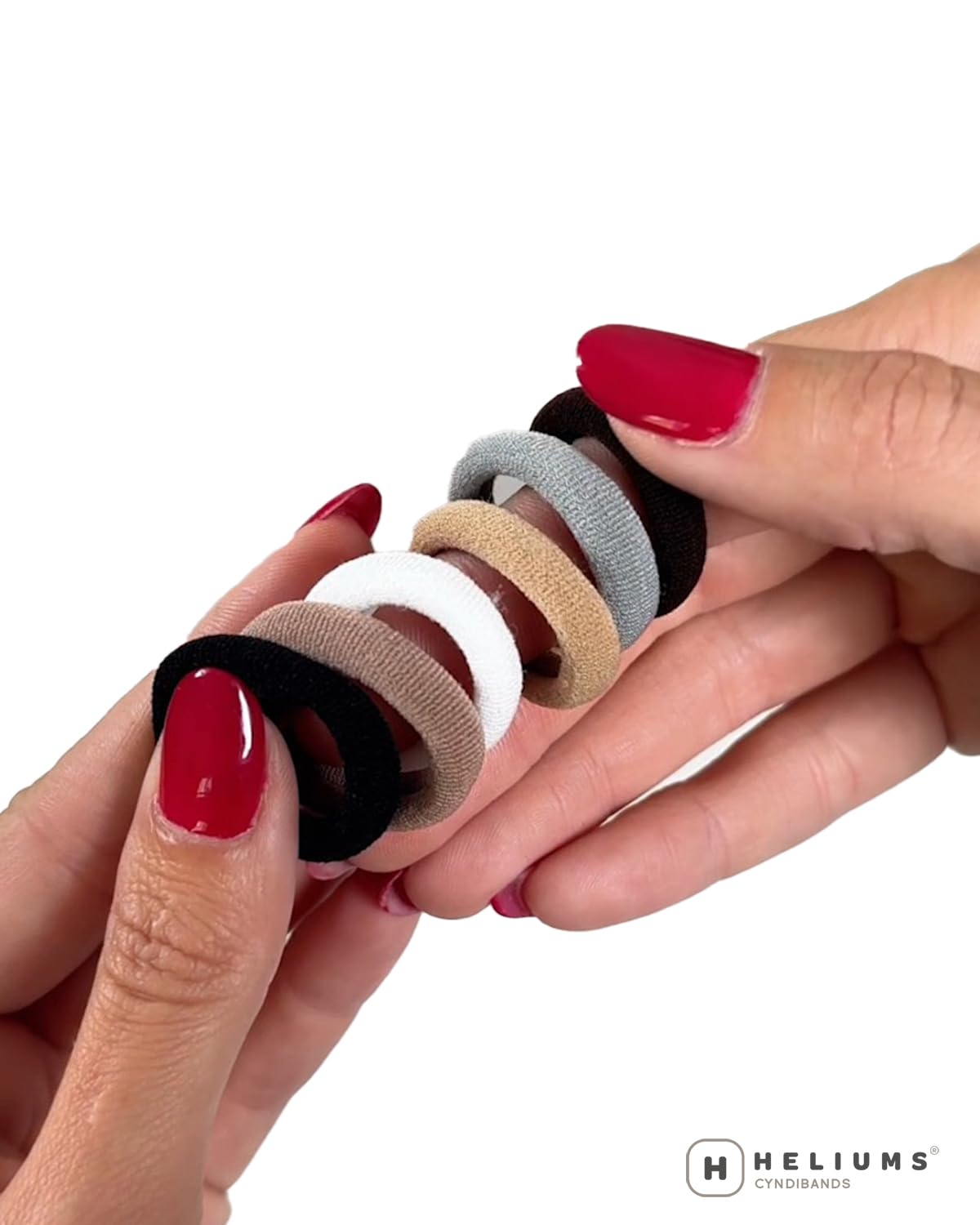 Heliums Small Soft Hair Ties black 1 inch in use