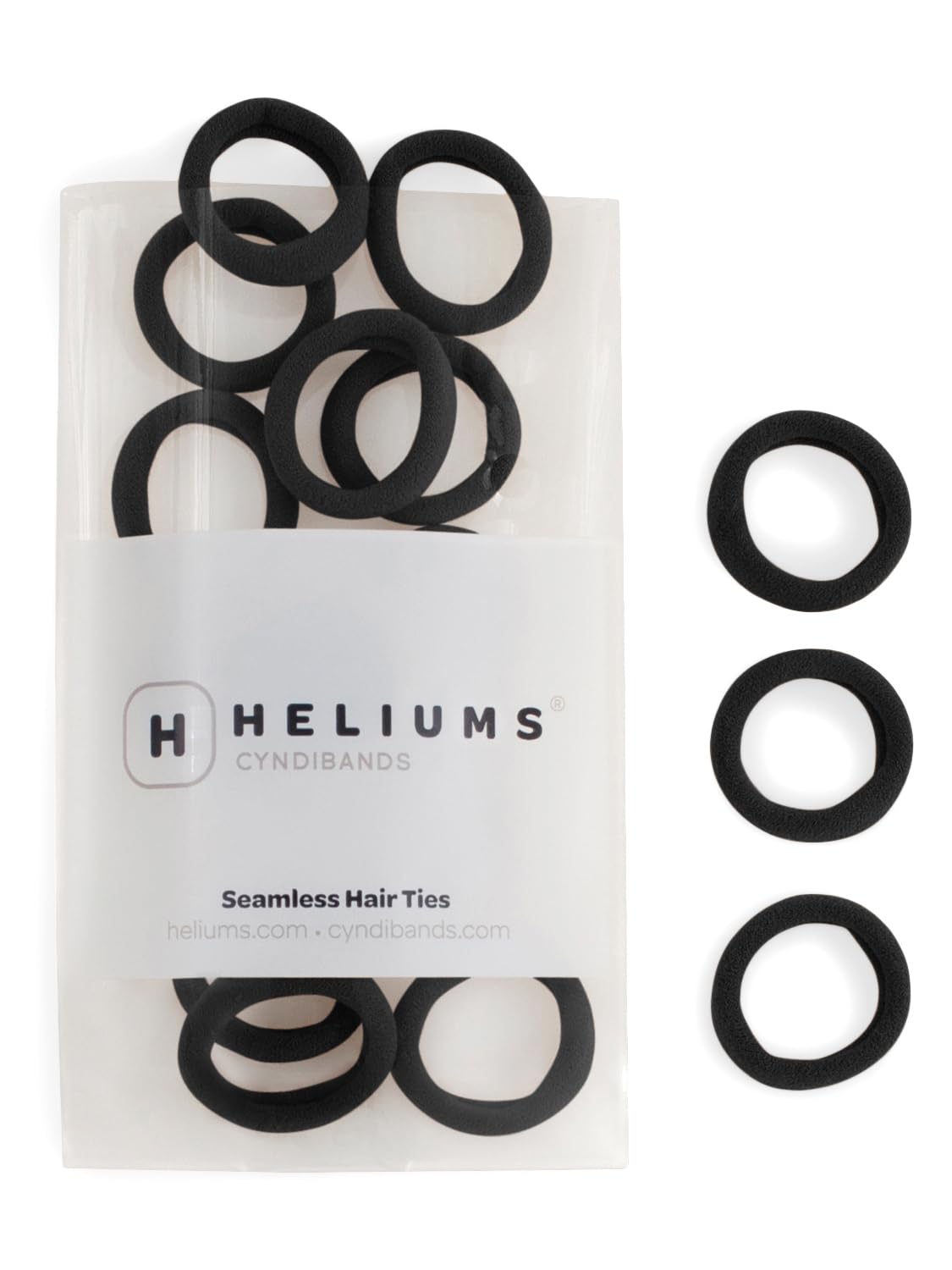 Heliums Small Soft Hair Ties black 1 inch pack front view
