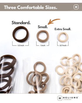 Heliums Small Soft Hair Ties black 1 inch with various hair colours