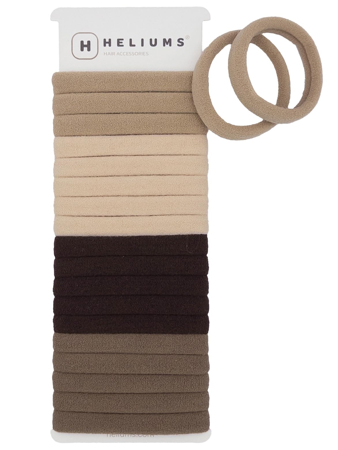 Heliums Soft Hair Ties 20 pack front view with neutral colours