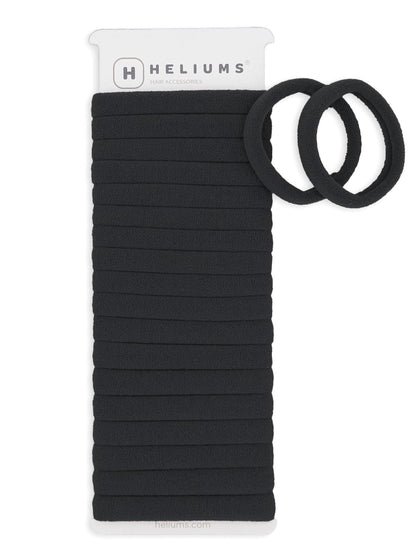 Heliums Soft Hair Ties black 20 pack front view