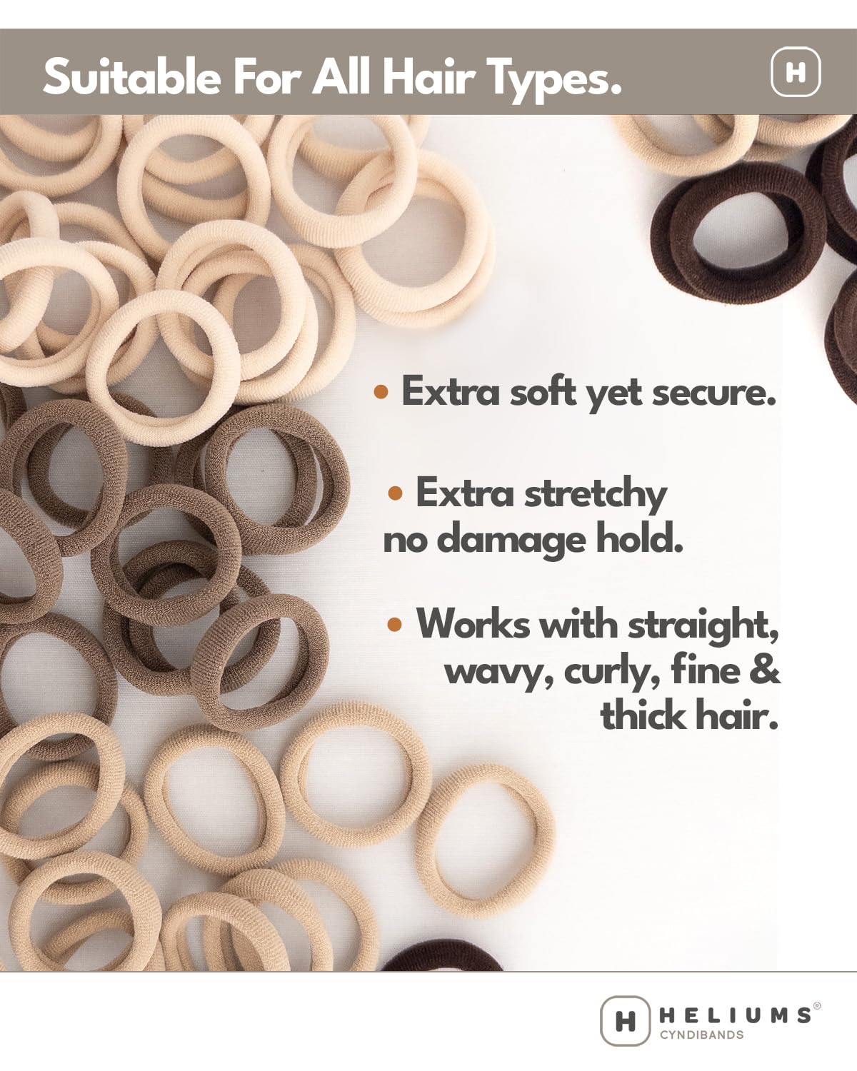 Heliums Soft Hair Ties in a bun hairstyle