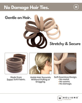 Heliums Soft Hair Ties packaging with 20 count
