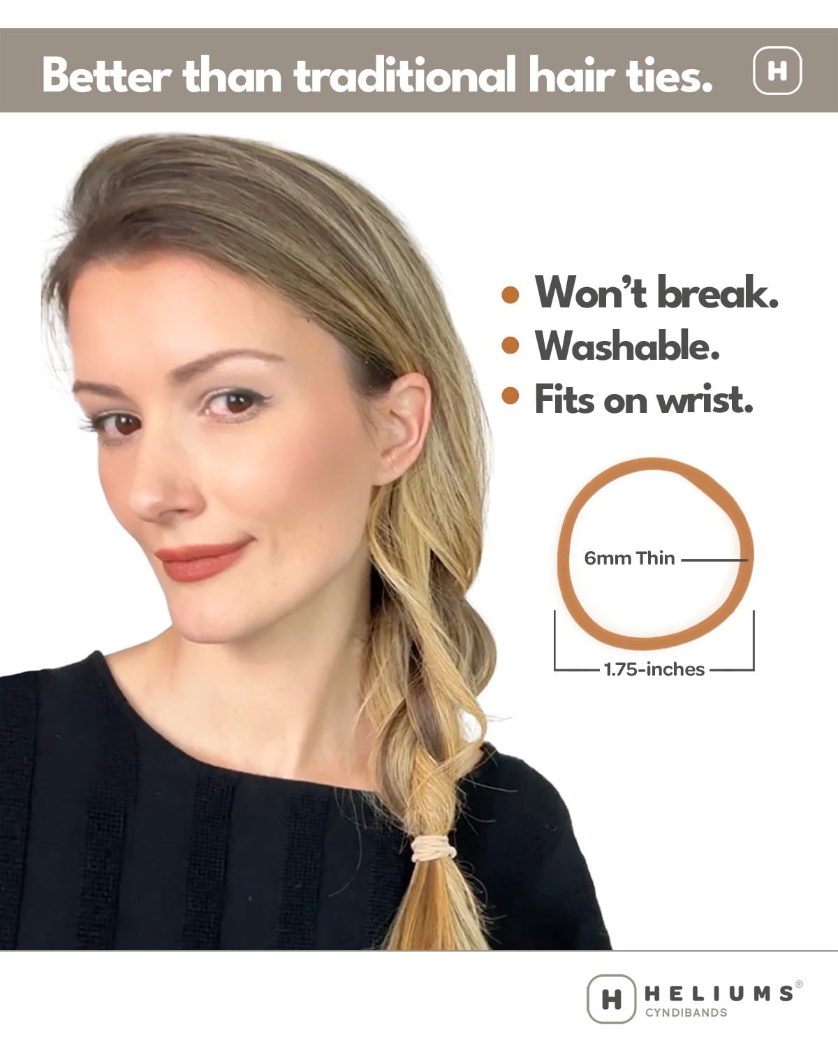 Heliums Thin Hair Ties Sandy Blonde close-up