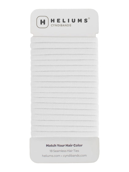 Heliums Thin Hair Ties White 6mm front view