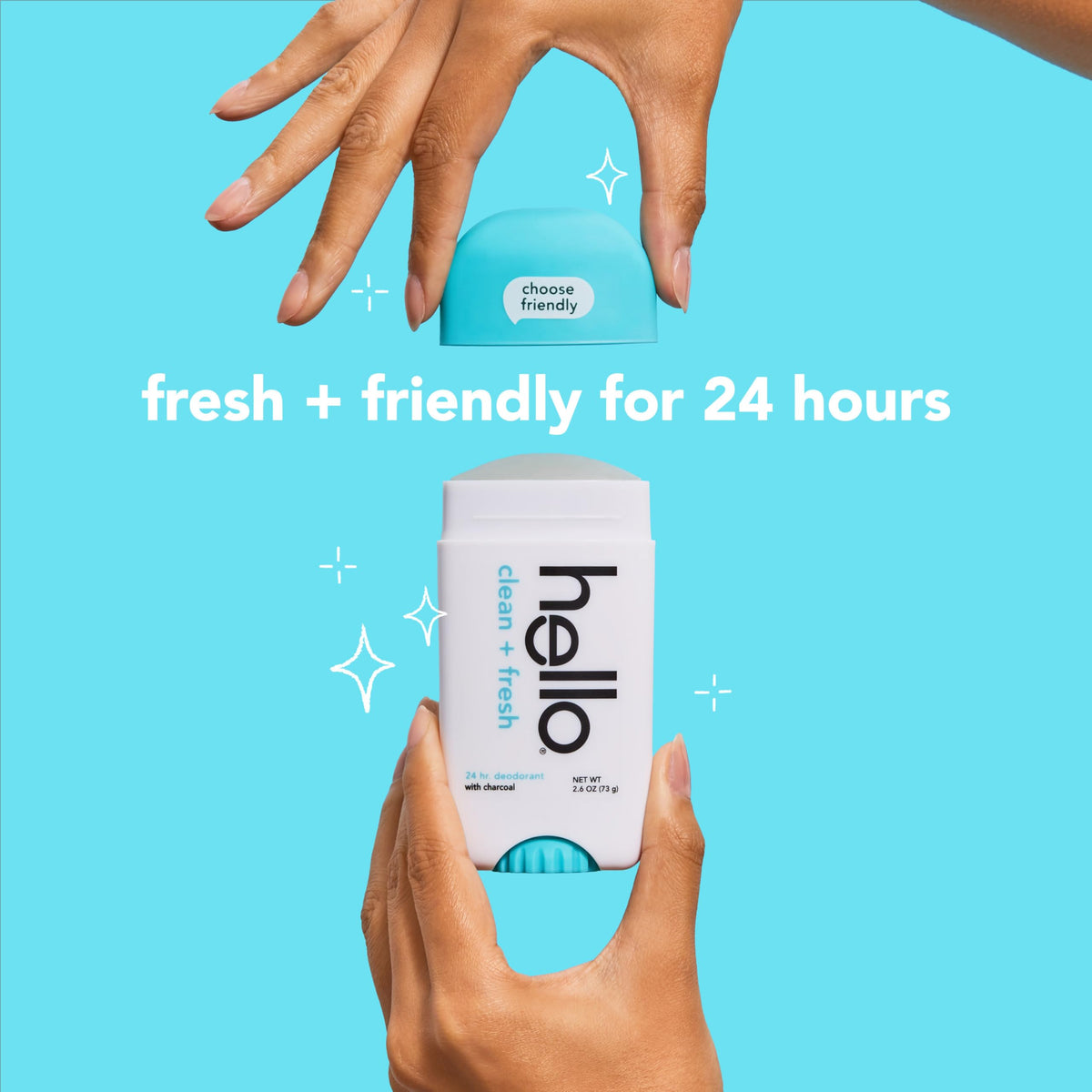 hello Clean + Fresh Deodorant 2.6 oz stick side view