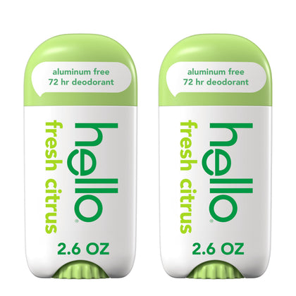 hello Fresh Citrus Aluminium Free Deodorant front view, 2.6 oz stick