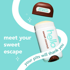 hello Sweet Coconut Aluminium Free Deodorant stick close-up