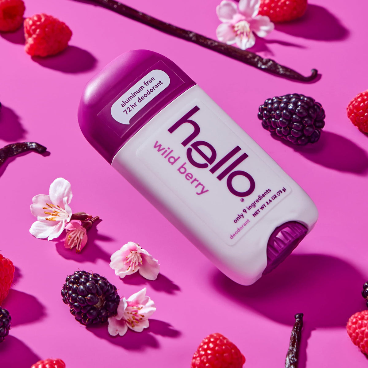 hello Wild Berry Aluminium Free Deodorant with ingredients list
