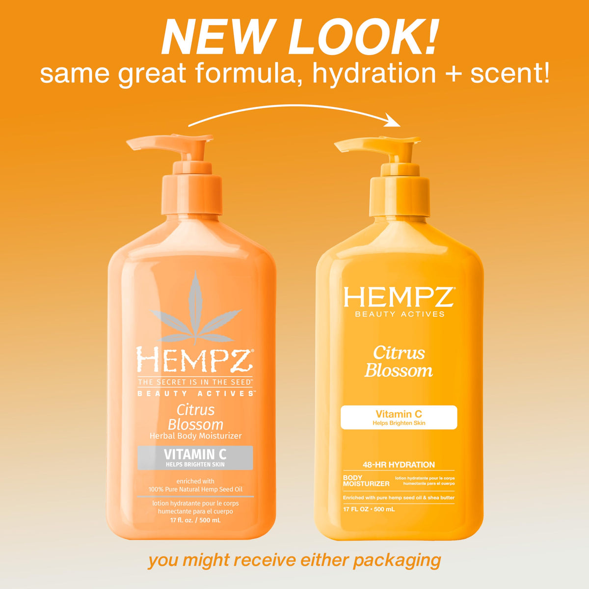 Hempz Body Lotion Citrus Blossom 17 Fl Oz side view