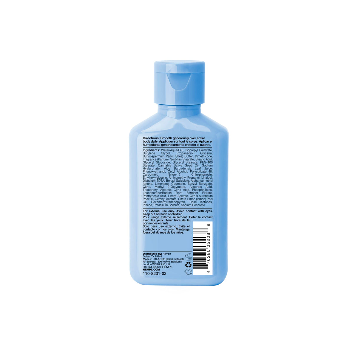 Hempz Body Lotion Ocean Breeze Mini 2.25 Fl Oz back view