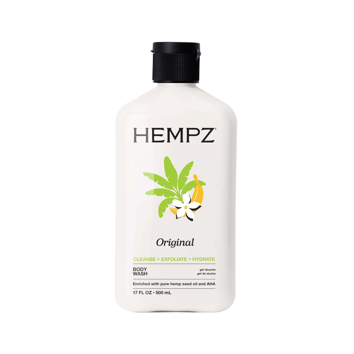 Hempz Body Wash 17 fl oz front view with floral and banana scent