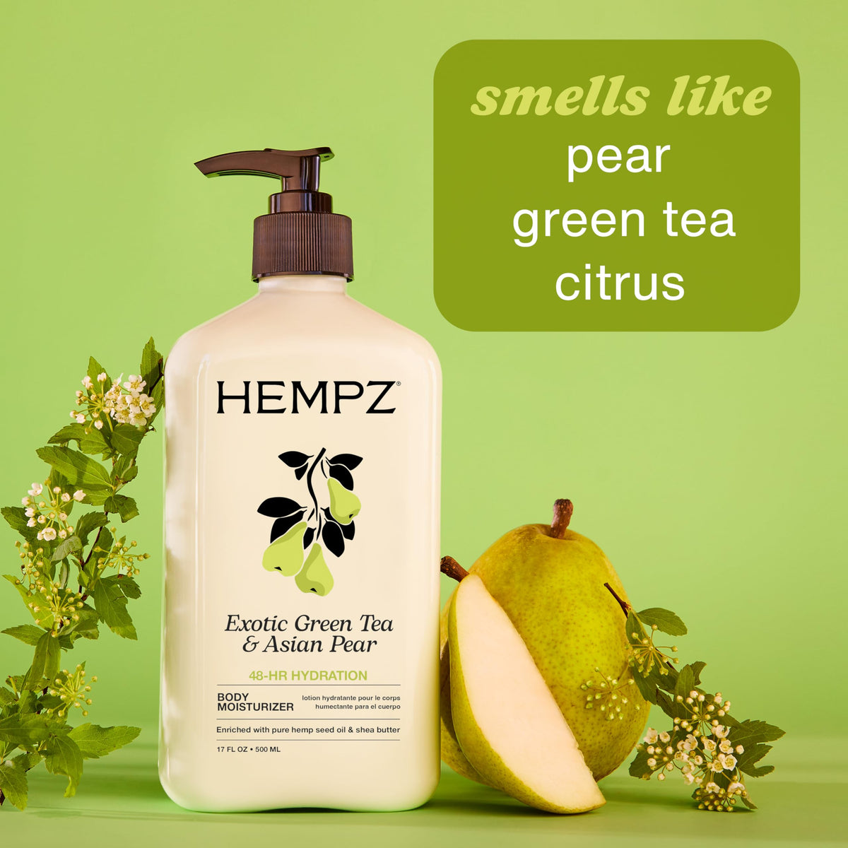 Hempz Exotic Green Tea & Asian Pear Moisturizing Body Lotion side view