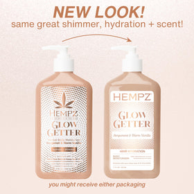 Hempz Glow Getter Body Lotion showing shimmer effect
