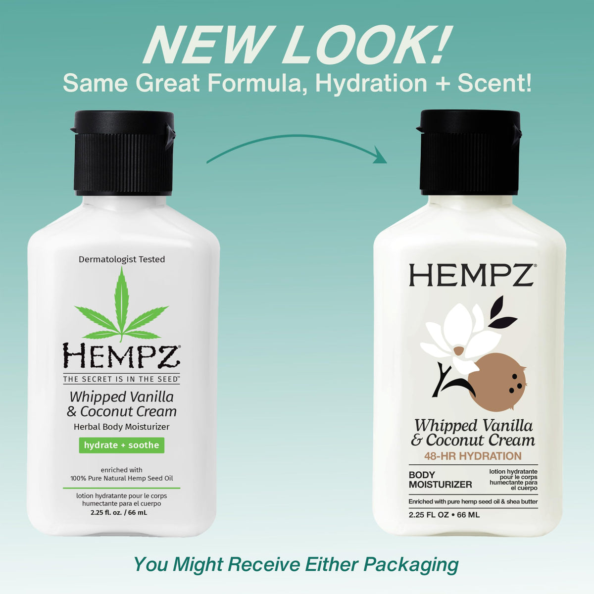 Hempz Mini Whipped Vanilla Coconut Cream Lotion 2.25 oz back view
