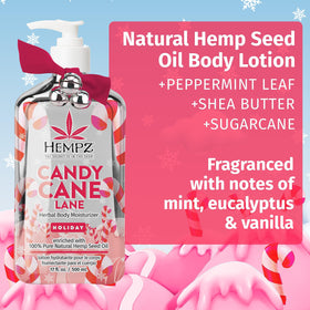 Hempz Peppermint Cane Body Lotion back view with ingredient list