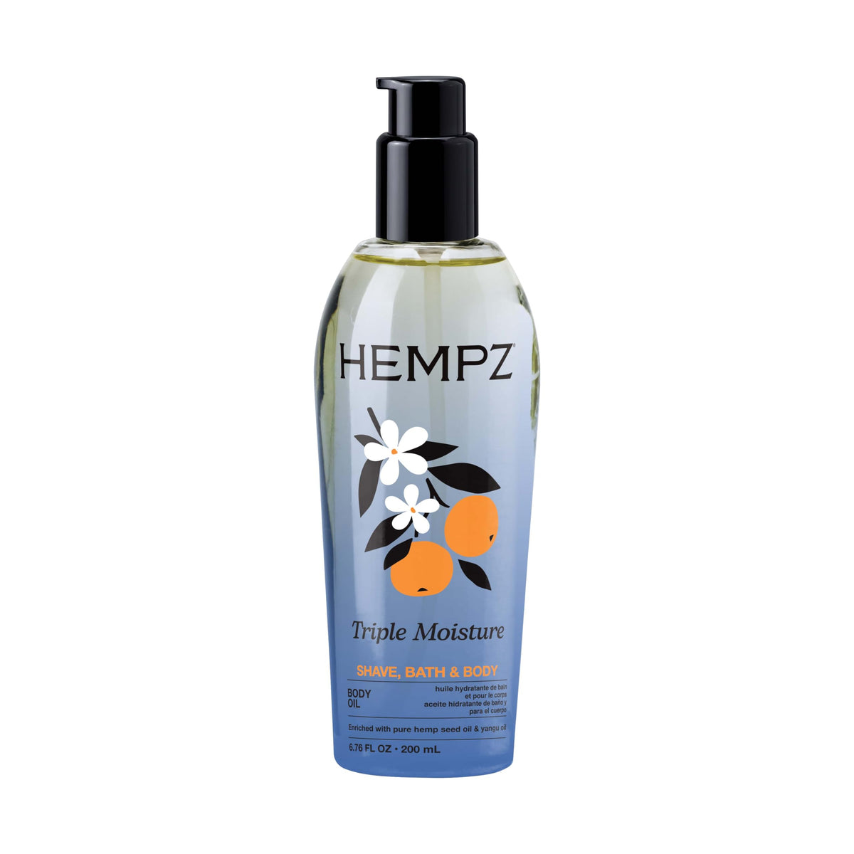 Hempz Triple Moisture Fresh Citrus Body Oil 6.76 oz front view